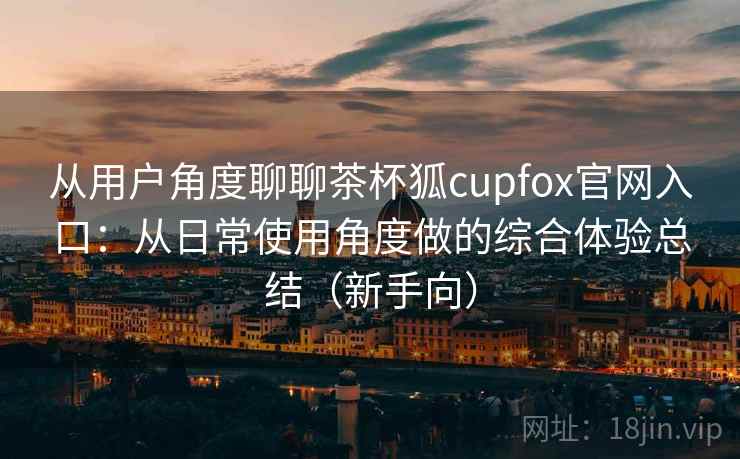 从用户角度聊聊茶杯狐cupfox官网入口：从日常使用角度做的综合体验总结（新手向）